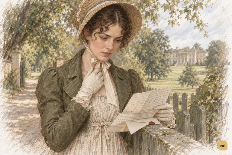 Elizabeth pauses over Darcy’s letter, grieving the happiness Jane has lost.