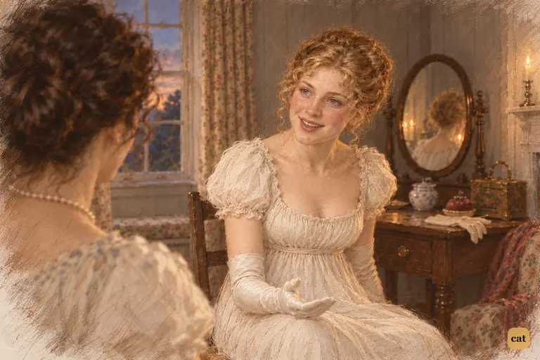 Jane answers Elizabeth’s teasing with a gentle reproach already turning into laughter.