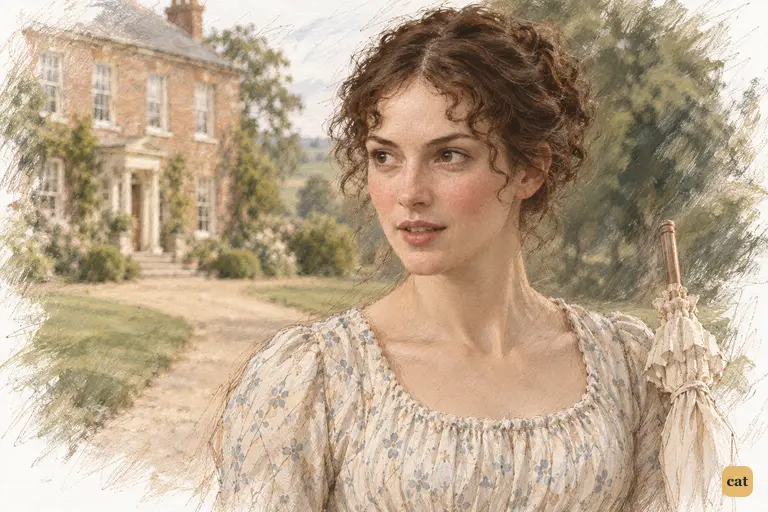 Elizabeth continues toward Longbourn, answering with quiet firmness.