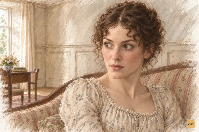Elizabeth’s brows lift as Darcy’s unexpectedly personal remark interrupts her usual arch composure.
