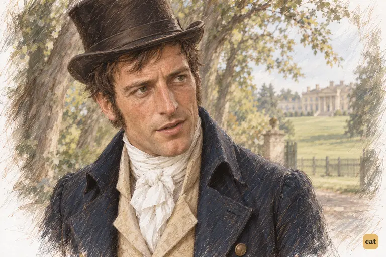 Colonel Fitzwilliam's smile turns serious as Elizabeth's teasing touches a family concern