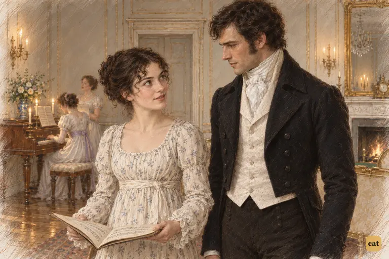 Elizabeth’s surprise softens her challenge into stillness.