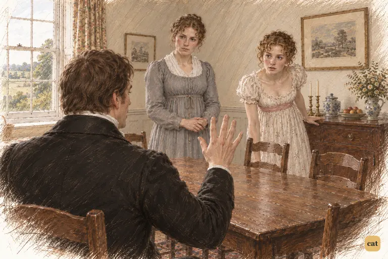 Collins ceremoniously closes the subject, his raised palm arresting Lydia’s delighted curiosity.