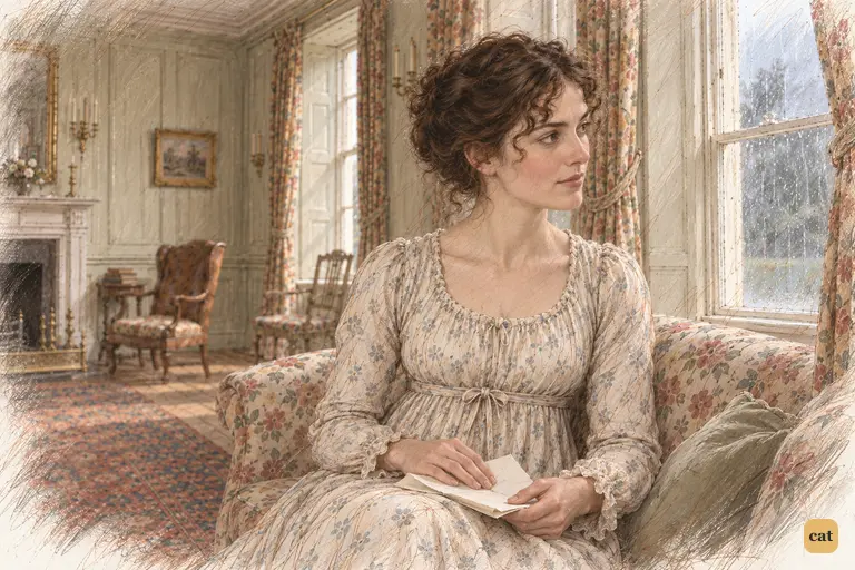 Elizabeth presses Jane’s letter into its final fold and lifts her chin toward the rainy window.