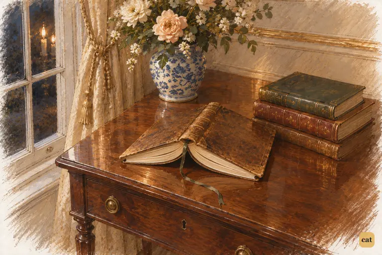 Elizabeth's abandoned book rests by the stack as Darcy praises extensive reading