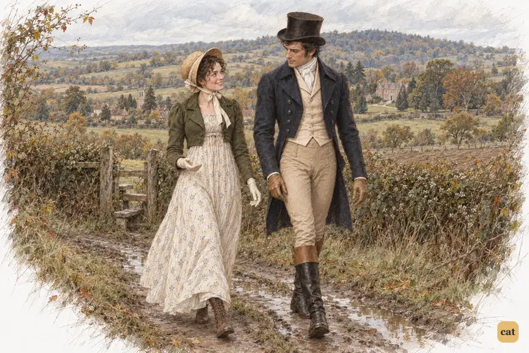 Elizabeth explains how her prejudices gradually dissolved as she and Darcy walk on