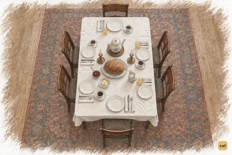 The spotless breakfast table gives substance to Mr. Collins’s account of his domestic blessings.