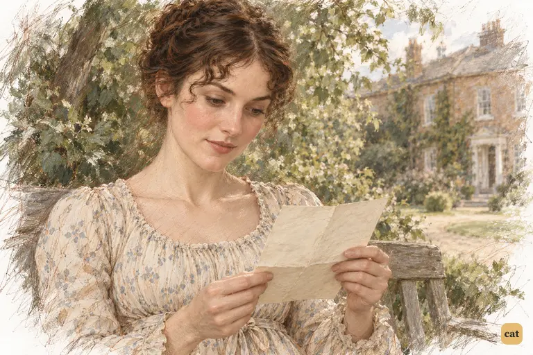 Elizabeth rereads her aunt's praise of Darcy, softening with gratitude and regret