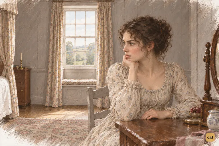 Elizabeth turns toward the grey window, weighing Lydia and Wickham’s slender prospects