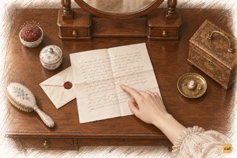 Jane’s fingertip stops beside the mention of Georgiana in Caroline’s letter.