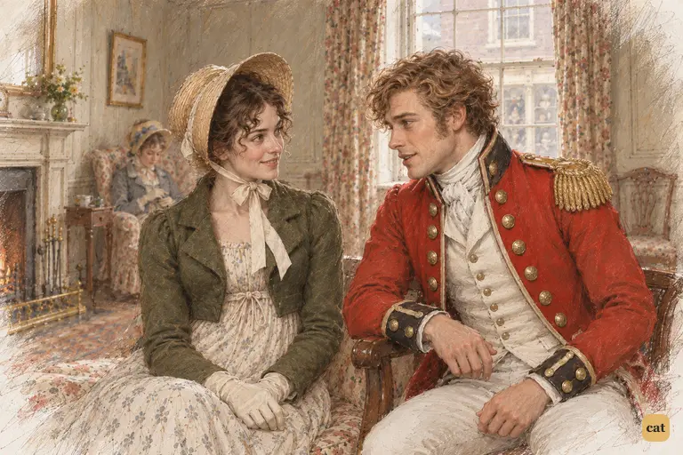 Wickham quietly admits to Elizabeth that his absence from the ball was his own choice.