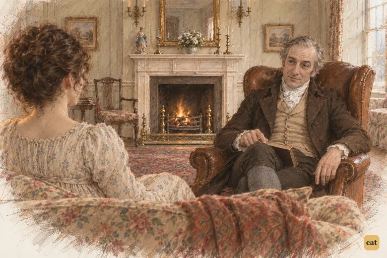 Mr. Bennet suggests Wickham as Elizabeth’s next disappointment, quietly delighted with his own wit.