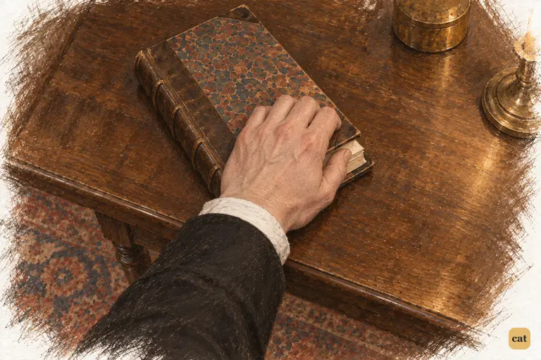 Mr. Collins presses his sermons almost closed, keeping one finger between the leaves.