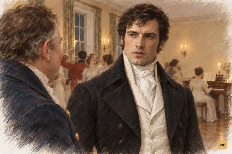 Darcy delivers his cutting reply with a perfectly civil face, his eyes fixed on the dancers.