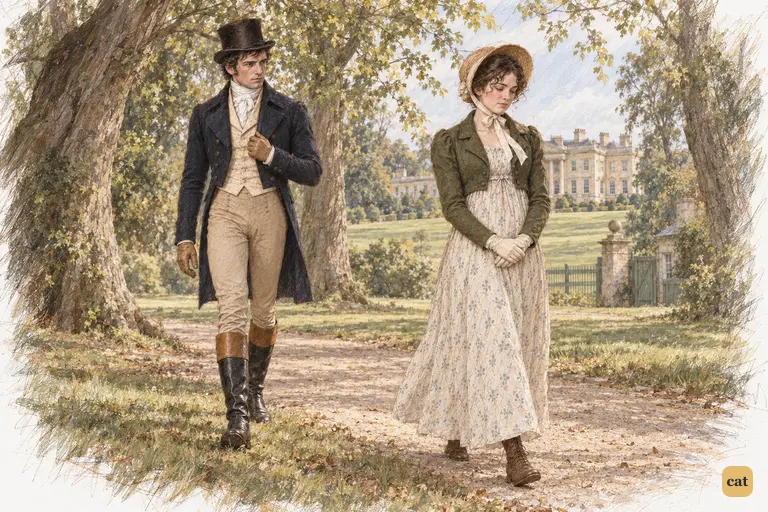 Darcy turns back to join Elizabeth on her favourite path in Rosings Park.