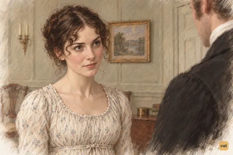 Elizabeth accepts Mr. Collins’s request for the first two dances with a courteous smile.