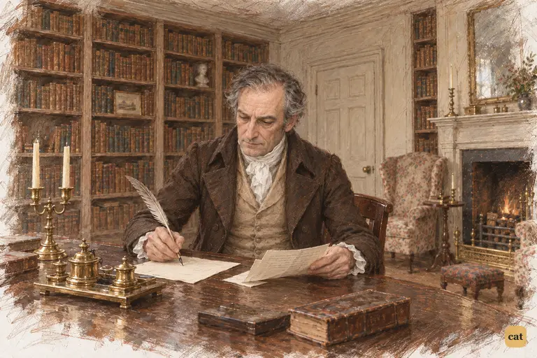 Mr. Bennet pauses before answering Mr. Gardiner’s letter, troubled by the expense