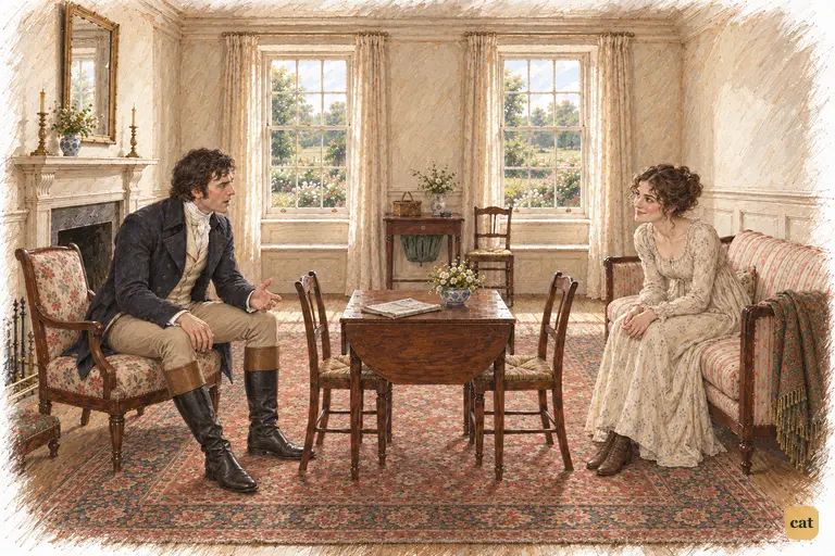 Darcy calls fifty miles an easy journey, and Elizabeth meets him with spirited scepticism