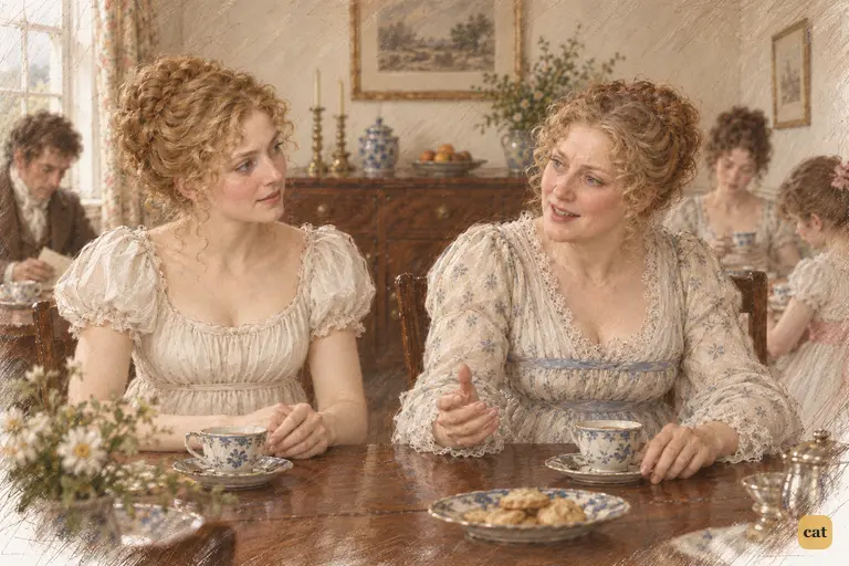 Mrs. Bennet begins to see hope for her daughters in Mr. Collins’s offer of amends.