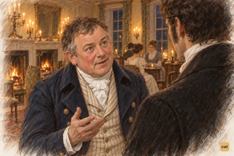 Sir William eagerly asks Darcy whether he has a house in town.