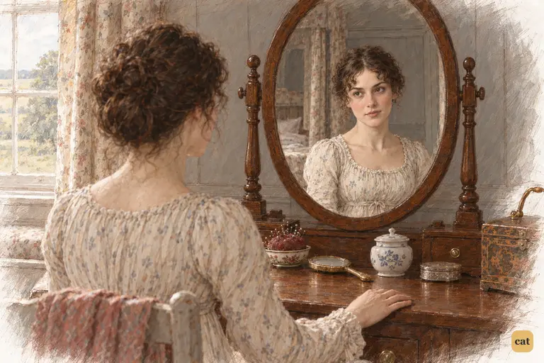 Elizabeth meets her reflection as she recognises how well Darcy would have suited her.