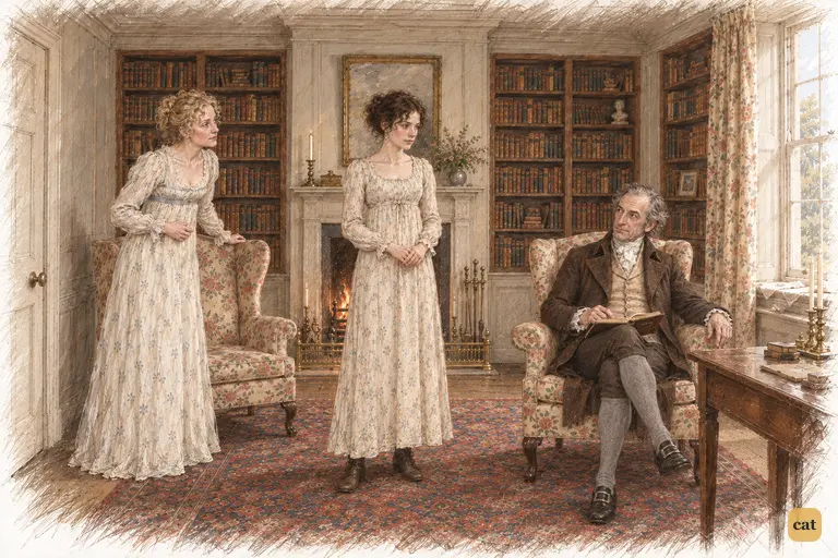 Mr. Bennet gravely repeats Mrs. Bennet’s demand that Elizabeth accept the proposal.