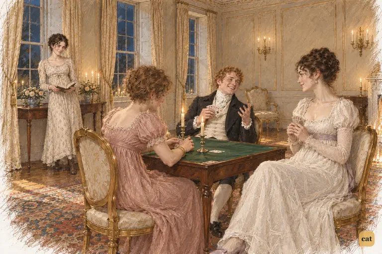 Elizabeth looks up from the books as Bingley laughingly offers to buy Pemberley