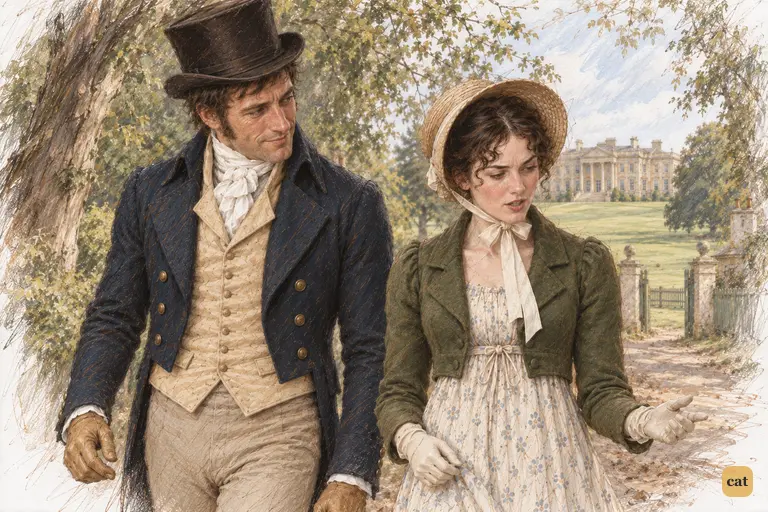 Elizabeth challenges Darcy's authority over his friend's happiness as she walks