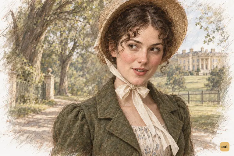 Walking through the grove, Elizabeth drily praises Darcy's care for Bingley