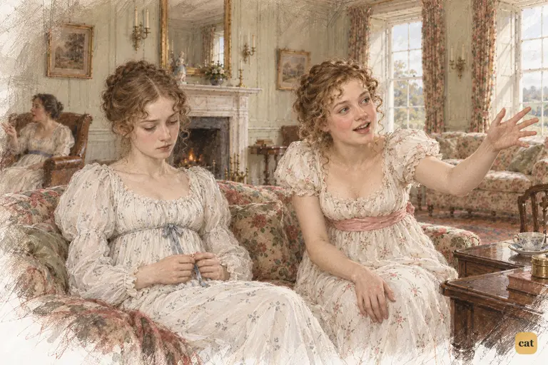 Kitty retreats into a wounded silence while Lydia chatters eagerly about Captain Carter.