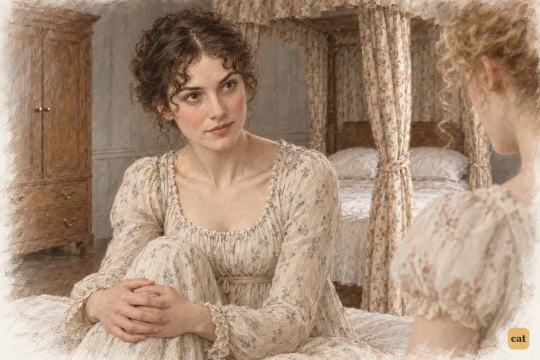 Elizabeth listens to Caroline’s extravagant professions of friendship with composed scepticism.