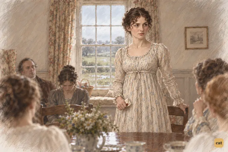 Elizabeth rises from the breakfast table, Jane’s folded note clenched in her hand.