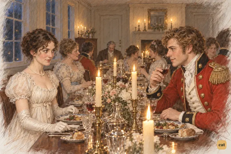 Elizabeth meets Wickham’s courteous comparison with composed attention.
