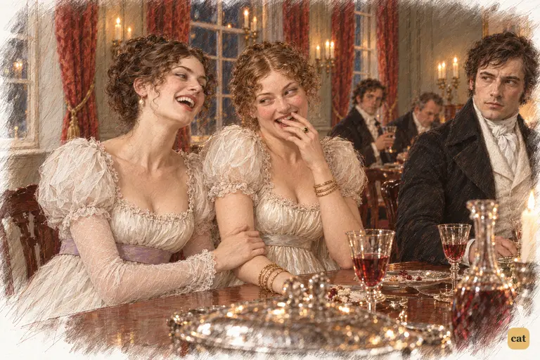 Caroline and Louisa laugh heartily at the Bennets’ relations, their delight sharpened by cruelty.