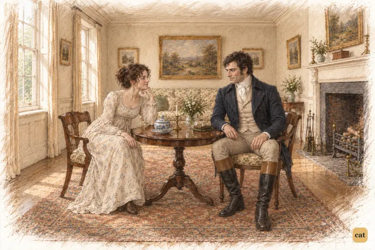 Elizabeth playfully asks Darcy how his love began.