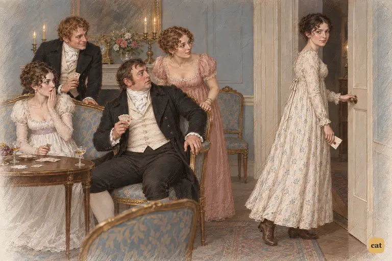 Mr. Hurst slaps his cards onto the table, interrupting the sisters’ protests.