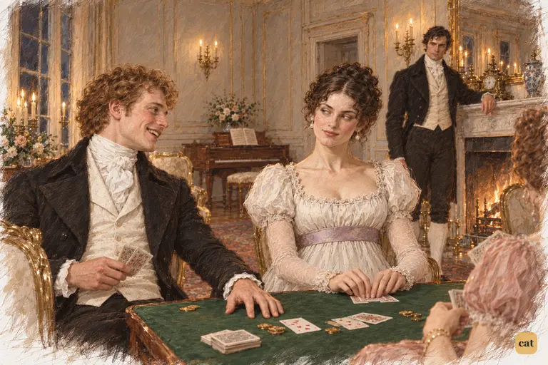 Bingley laughs off Caroline’s proposal to imitate Pemberley.