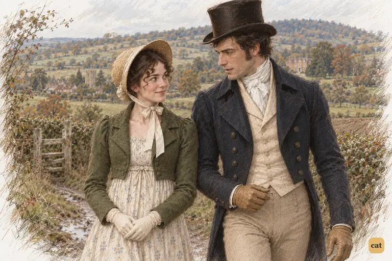 Darcy turns to Elizabeth as they walk, revealing he acted for her happiness