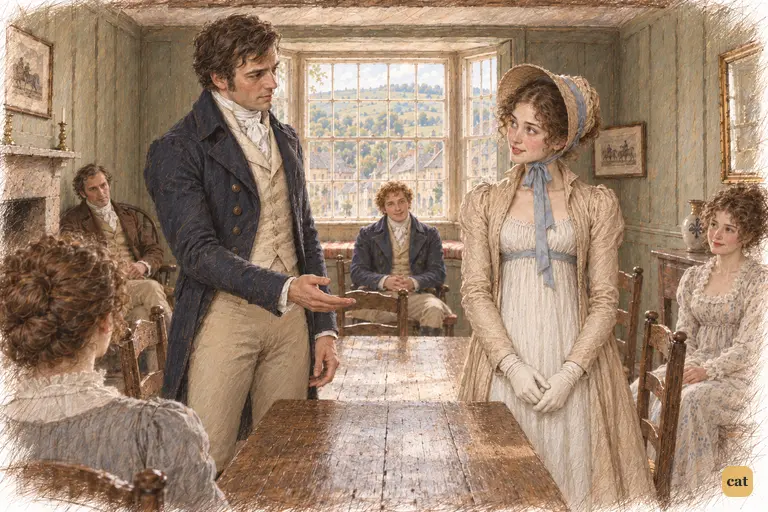 Georgiana gathers her courage to invite the Gardiners and Elizabeth to dinner at Pemberley.
