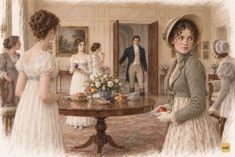 Darcy’s arrival brings the company at Pemberley to a sudden stillness.