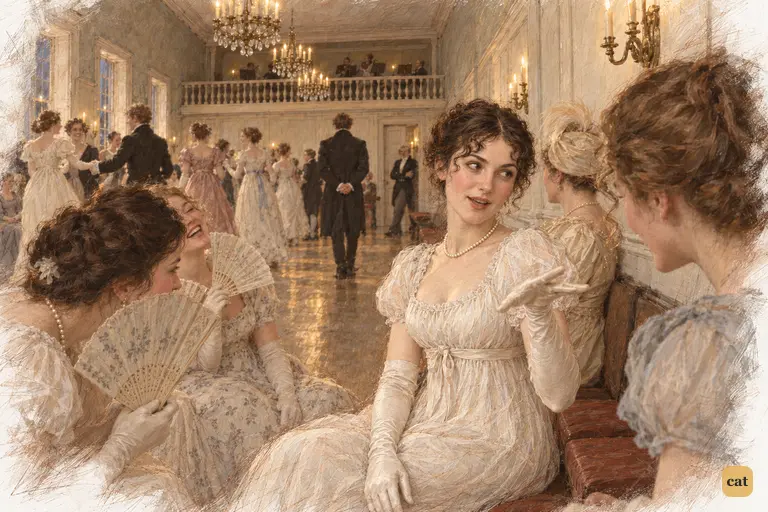 Elizabeth turns Darcy's slight into a spirited imitation, setting her friends laughing