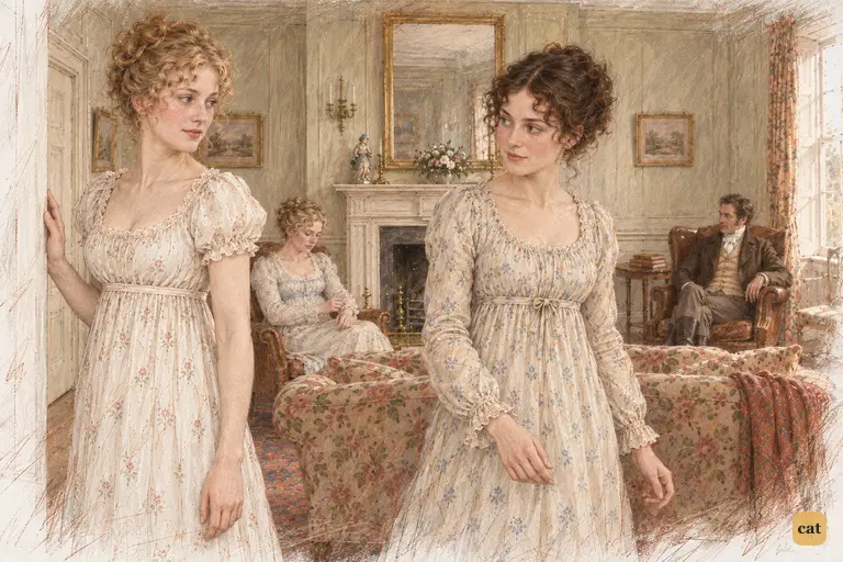 Jane pauses at the drawing-room doorway and silently invites Elizabeth to follow.