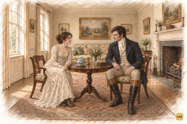 Elizabeth’s teasing softens into sincere gratitude as she speaks of Darcy’s kindness to Lydia.