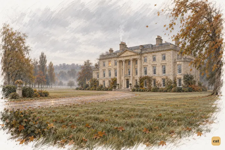Netherfield stands small and still in its damp autumn park.