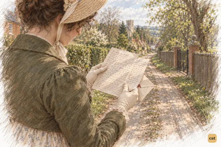 Elizabeth walks slowly along the lane, absorbed by Darcy’s densely written letter.