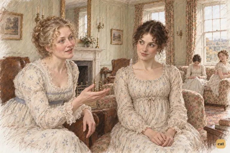 Mrs. Bennet’s eager civility hangs in the air after the callers’ departure.