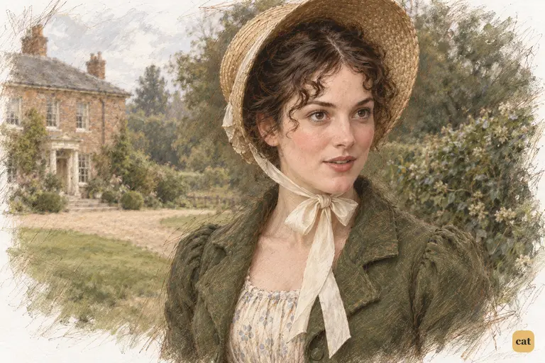 Elizabeth speaks with bright conviction as she walks through Longbourn’s damp shrubbery.