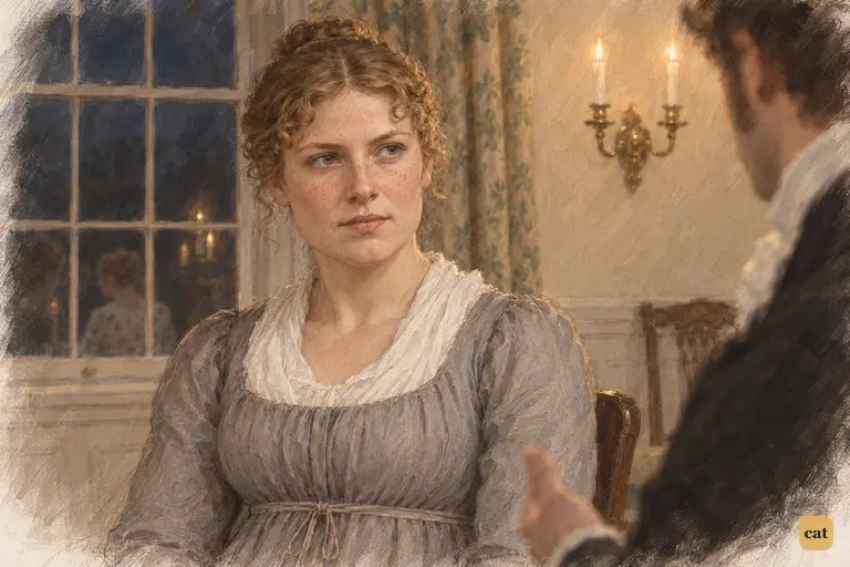 Charlotte accepts Elizabeth’s thanks with a pleasant, composed face.