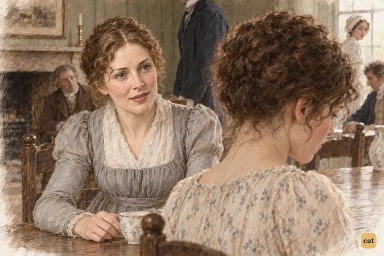 Mrs. Gardiner seeks Elizabeth’s answer to the invitation, but her niece turns her head aside.