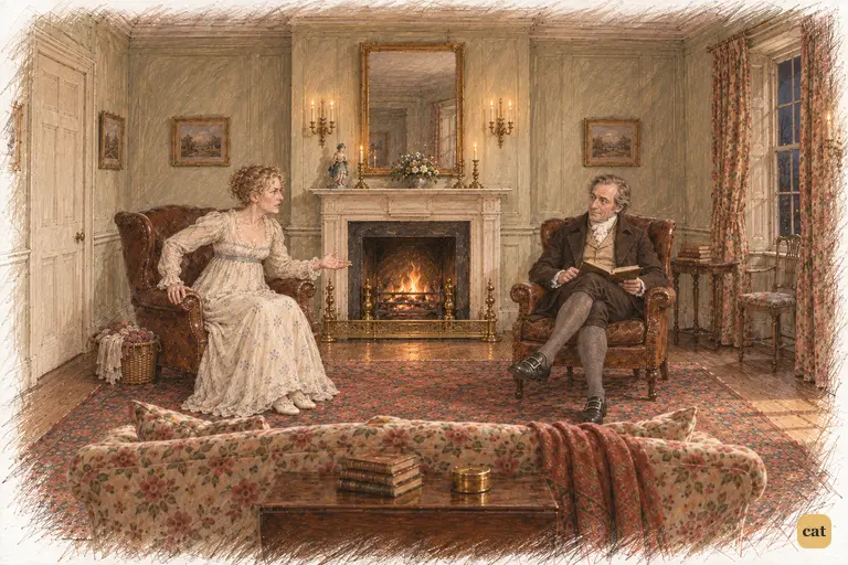 Mrs. Bennet bitterly protests the prospect of Charlotte taking her place at Longbourn.